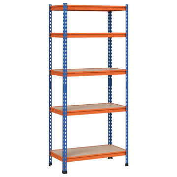5-Tier Heavy Duty Garage Shelf, Metal Shelving Unit with Adjustable Shelves, Metal Frame, 31.5