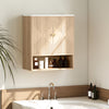Bathroom Wall Cabinet, Wall-Mounted Medicine Cabinet with Adjustable Shelf, Open Shelf and Marble Effect Top, Oak