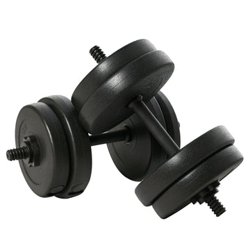 Soozier Adjustable 2 x 22lbs Weight Dumbbell Set for Weight Fitness Training Exercise Fitness Home Gym Equipment, Black (Pair)