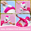 Qaba 12V Unicorn Ride on Toy, Battery Powered Kids Electric Ride on Horse with Carrot Toy, Comb, Animal Sounds, for Age 18-36 months