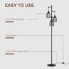Industrial Floor Lamp with 3 Hanging Wire Lampshades, Dimmable Standing Lamp for Living Room, Bedroom, Dining Room, Study, Black