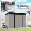 9' x 4' Galvanized Steel Garden Storage Shed with Lockable Doors, Gloves and 2 Air Vents for Backyard, Patio, Lawn, Grey
