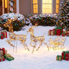 3-Piece Lighted Reindeer and Sleigh Set, PP Rattan Outdoor Christmas Decoration with LEDs, 8 Modes, Daily Timer