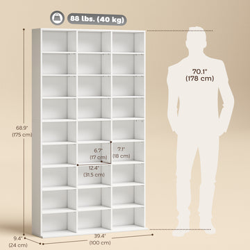 Media Storage Cabinet, 9-Tier DVD Shelf with 21 Adjustable Shelves, Holds 835 CDs, 500 DVDs or 640 Blu-rays, Black