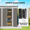 7' x 4' Outdoor Storage Shed, Metal Garden Tool Storage House Organizer with Lockable Sliding Doors and Vents for Backyard Patio Lawn, Light Grey