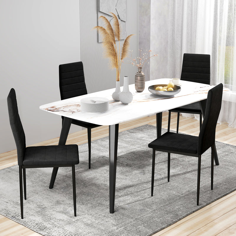 Modern Dining Chairs, Set of 4, High Back Upholstery and Metal Legs for the Living Room, Kitchen, Home Office, Black