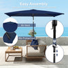 6.5x9.6ft Rectangle Aluminum Tilt Patio Umbrella, Garden Market Parasol, Outdoor Sunshade Canopy with Crank, Navy Blue