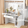 Illuminated Dressing Table Set, LED Vanity Table Set with Stool, LED Mirror, Drawer and Cabinet Shelves for Bedroom