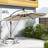 11.3 ft Cantilever Patio Umbrella with Light, Cover, Aluminium UPF50+ Offset Outdoor Umbrella Parasol, Khaki