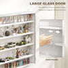 5-Tier Display Cabinet, Shot Glass Display Case, Glass Curio Cabinet with 2 Glass Doors and 4 Adjustable Shelves, White