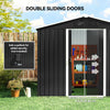 8' x 6' Outdoor Storage Shed, Metal Garden Tool Storage House with Lockable Sliding Doors and Vents for Backyard Patio Lawn