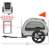 Dog Bike Trailer with Mesh Windows, Safety Leash, Safety Flag, Doors, for Small Medium Dogs Travel, Light Grey