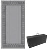 Portable Outdoor Rug with Carrying Bag, 9' x 18' Reversible Mat, Waterproof Plastic Straw RV Rug, Black and Grey