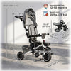 6-in-1 Toddler Tricycle for 12-50 Months, Foldable Kids Trike with Adjustable Seat and Push Handle, Safety Harness, Removable Canopy, Footrest, Grey