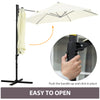 8.5FT Offset Patio Umbrella with 360° Rotation, Outdoor Cantilever Roma Parasol Hanging Sun Shade Canopy Shelter with Cross Base, Beige