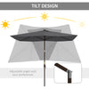 6.5x10ft Patio Umbrella Tilt Aluminum Outdoor Market Parasol with Solar Powered LEDs, Crank - Dark Grey
