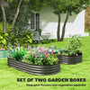 6' x 3' x 1' Large Outdoor Planter Box, Galvanized Raised Garden Bed with Metal Plant Stake, Silver, Dark Grey