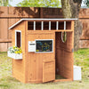 Wooden Outdoor Playhouse for Kids with Working Door, Windows, Mailbox, Bench, Flowers Box and Blackboard, Yellow
