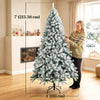 7ft Snow Flocked Christmas Tree with 1000 Branch Tips, Hinged Design, Artificial Fir Xmas Tree, Green and White