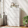 Shoe Cabinet, Slim Shoe Organizer Cabinet with 2 Flip Drawers, Adjustable Shelves, Drawer and Glass Top