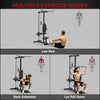 Soozier Lat Pull Down Machine, High / Low Pulley Machine with Adjustable Seat and Flip-Up Footplate, Black