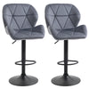 Bar Stool Set of 2 Fabric Adjustable Height Armless Upholstered Counter Chairs with Swivel Seat