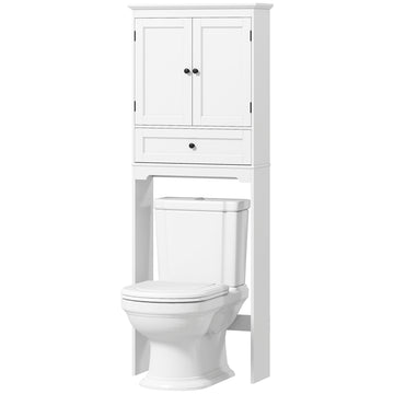 Over The Toilet Storage, Modern Bathroom Cabinet Over Toilet with Drawer, Cabinet and Adjustable Shelf, White