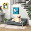 Elevated Dog Sofa Bed, Cat Couch with Cushion, Washable Cover, Wooden Legs, for Medium & Large Dogs, Dark Grey