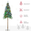 6' Artificial Christmas Tree with Warm White or Colourful LED Lights, Pencil Shape, Steel Base