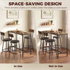Bar Table Set Counter Height Barstools Set of 4 PU Cushioned Seats Rustic Brown