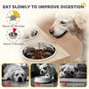 Raised Dog Bowls with Storage, Slow Feeder, 2 Stainless Steel Food and Water Bowl Non-Slip, Oak
