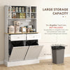 Kitchen Cabinet with Charging Station, 2 Tilt Out Cabinets, Microwave Stand, Freestanding Kitchen Pantry Cabinet