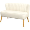 Modern 2 Seat Sofa for Bedroom, Upholstered Two Seater Couch with Rubber Wood Legs