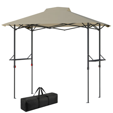 5 x 8.5 ft Pop Up Grill Gazebo with 2 Shelves, UPF 50+ Outdoor Instant Canopy Portable Shelter with Carry Bag, Khaki