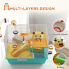 3 Tiers Hamster Cage for Gerbil, Dwarf Hamster with Tunnels, Water Bottle, Exercise Wheel, 18