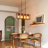 Farmhouse Kitchen Island Lighting, Linear Pendant Light with 4 Rotatable Frames and Adjustable Height, Walnut