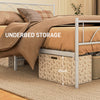 Metal Full Platform Bed Frame with Headboard, Steel Slat Support, Underbed Storage, No Box Spring Needed, Easy Assembly