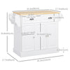 Kitchen Island with Storage Rolling Kitchen Serving Cart with Rubber Wood Top Towel Rack Storage Drawer Cabinet