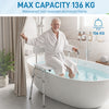 Tub Transfer Bench with Arm and Back, Shower Chair with Slip-Resistant Feet, for Elderly and Disabled, White