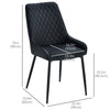 Upholstered Kitchen Chairs, Modern Dining Chairs Set of 2 with Diamond Tufting and Steel Legs for Dining Room, Black