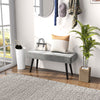 39 Inches Upholstered Bedroom Bench, Modern End of Bed Bench with Steel Legs, Grey