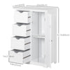 Bathroom Storage Cabinet, Floor Cabinet with Adjustable Shelf and 4 Drawers, Side Cabinet for Washroom, White