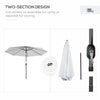 10' x 8' Patio Umbrella, Round Market Umbrella with Crank Handle and Tilt, Outdoor Parasol for Garden, Bench, White