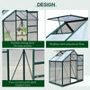 Greenhouse Garden, Green House, Outdoor Greenhouse Kit, PC Board with Sliding Door, 6.2' x 4.3' x 6.6'