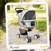 Pet Stroller with Reflective Strips, Foldable Cat Stroller with 360° Swivel Wheels for Small Dogs and Cats, Red