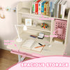 Qaba Kids Desk and Chair Set with Tilt Desktop, Adjustable Height, Drawer and Shelves for Boys Girls Ages 3-12