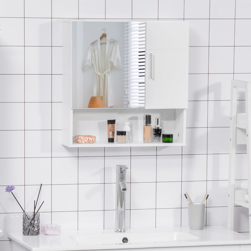 Bathroom Mirror Cabinet, Wall Mounted Medicine Cabinet with Double Doors and Adjustable Shelf, White