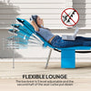 Folding Outdoor Lounge Chair, 5-Level Tanning Chair with Face Hole, Side Pocket, Carry Strap for Beach Pool, Blue
