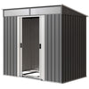 6.5x4FT Galvanised Metal Shed with Foundation Kit, Lockable Garden Tool Storage House with Sliding Doors, Vents