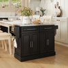 Stainless Steel Kitchen Island with Storage and Stainless Steel Top, Kitchen Trolley with Drawers, Cabinets, Towel Rack, Black